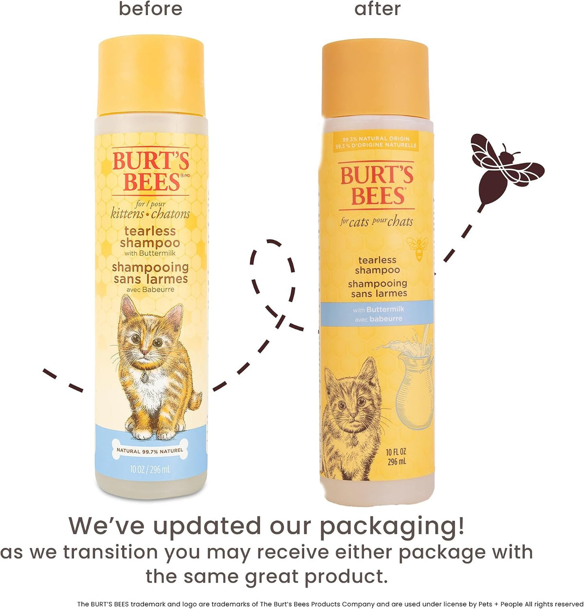 Tearless Kitten Shampoo with Buttermilk and Honey, 99% Natural Origin Gentle Cat Shampoo for Sensitive and Itchy Skin, Ph Balanced and Fragrance-Free, 10 Fl Oz
