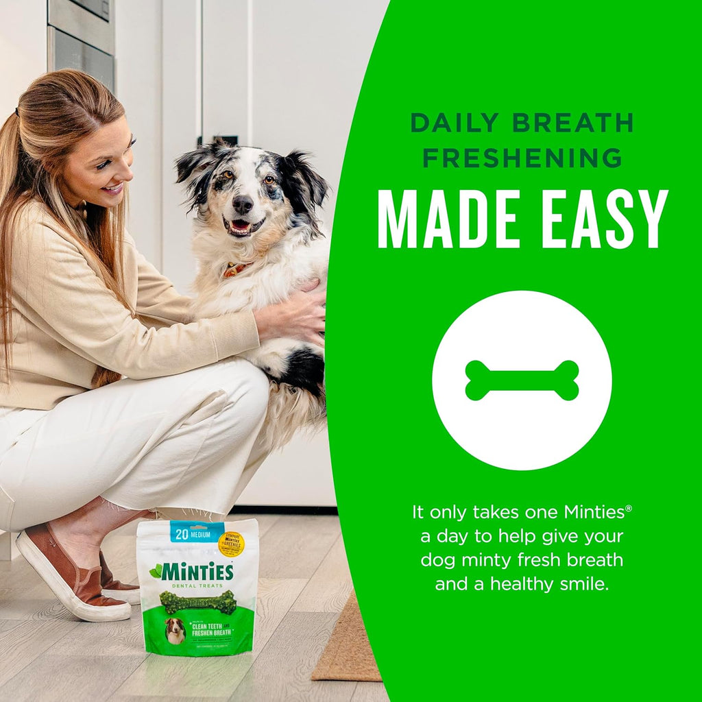 Mint Dental Chews for Dogs, Medium 25-50 Lbs, 20 Ct