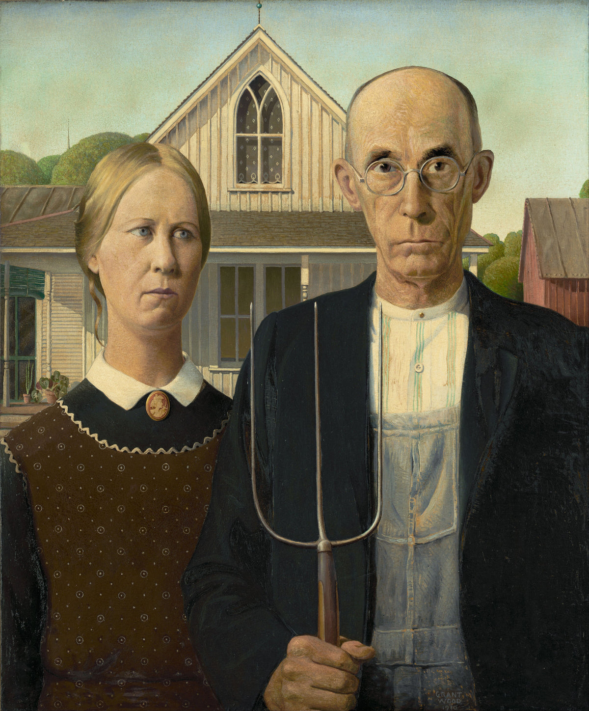 American Gothic Art Poster with Magnetic Hanger