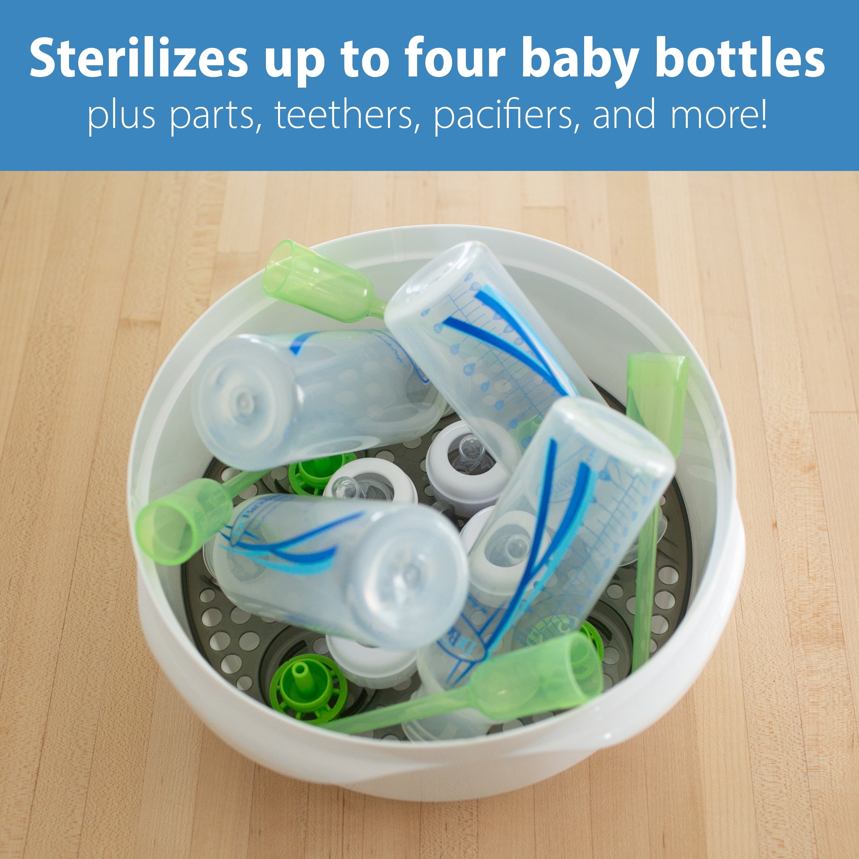 Microwave Steam Sterilizer, Quickly Sterilize Baby Bottles, Pacifiers, Breast Pump Parts, & Accessories, Travel-Friendly, BPA Free, 1 Pack
